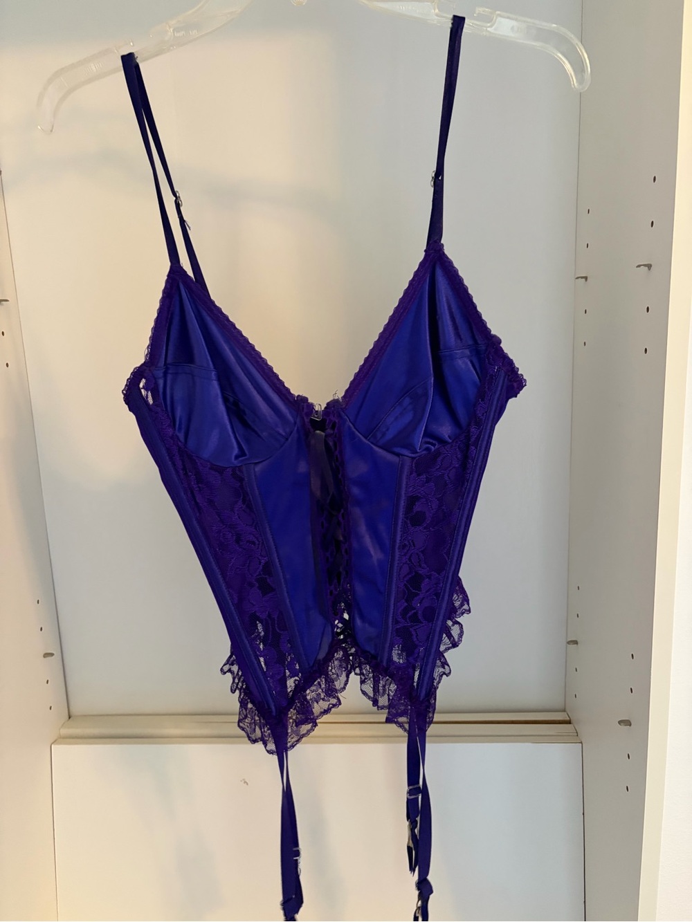 Purple Lace Corset Camisole with Garter Straps